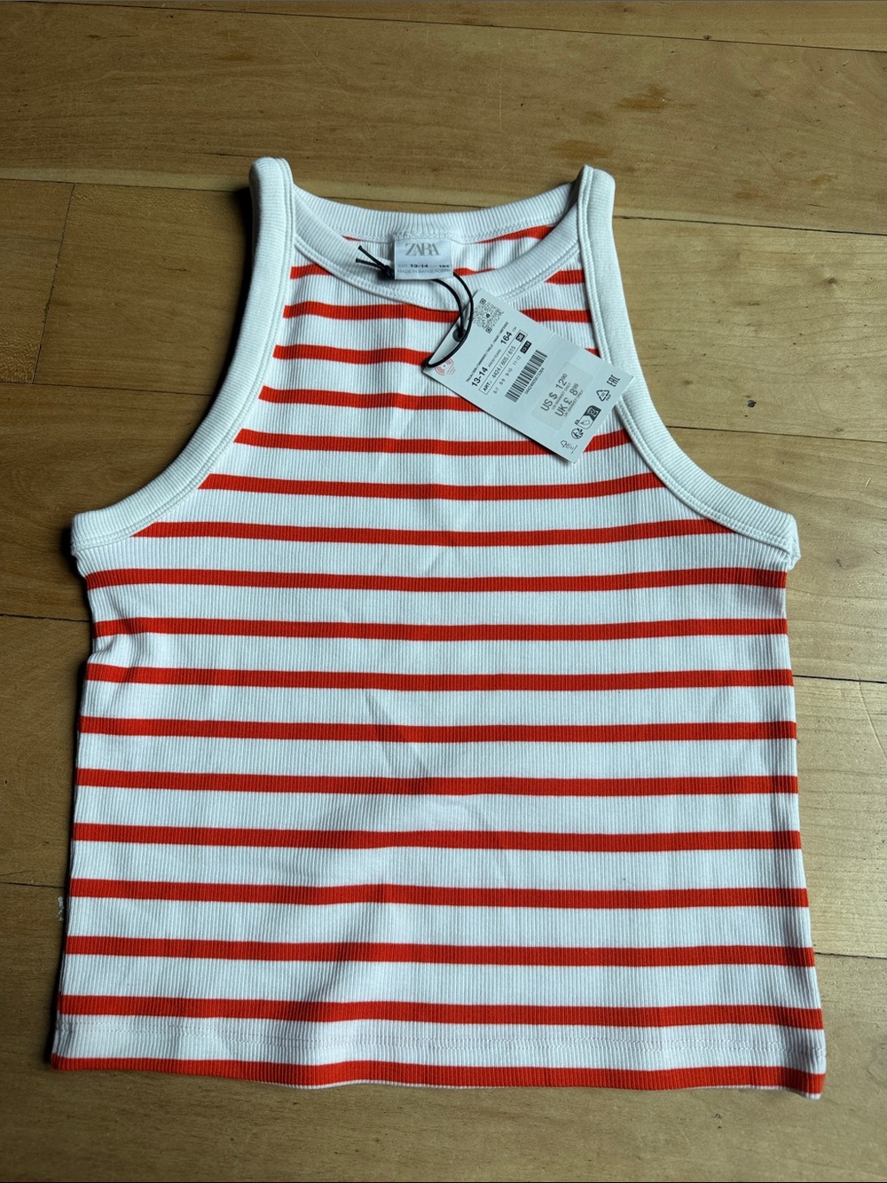 Zara Ribbed Tank Tops 3 in 1- White, Black & Red Stripe - Picture 2 of 5